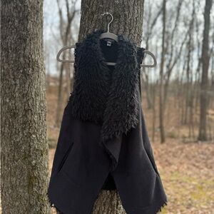 Vintage Y2K Charcoal Faux Fur Vest